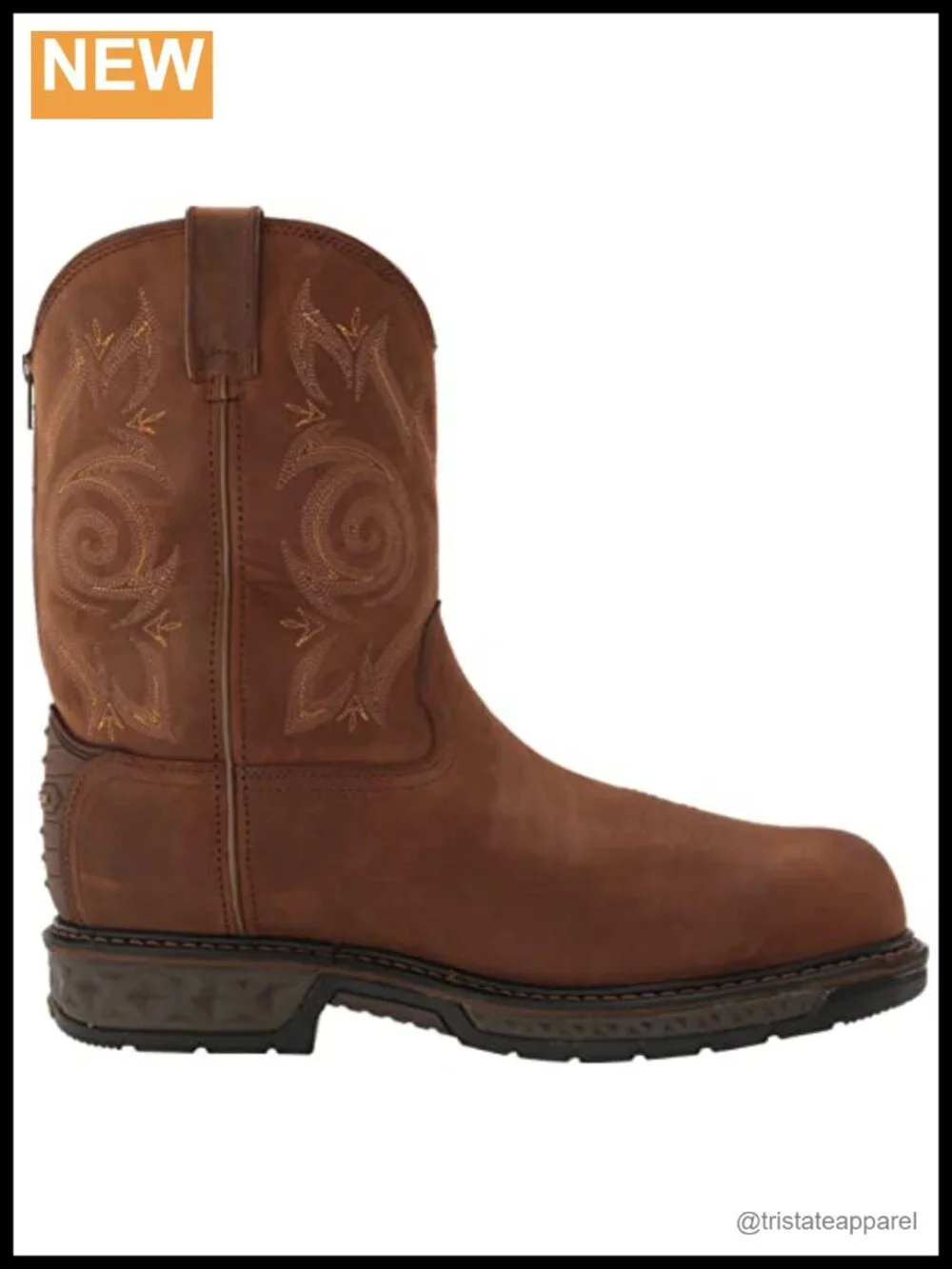 Men's Waterproof Composite Toe Work Boots Leather Pull-On Safety Boots